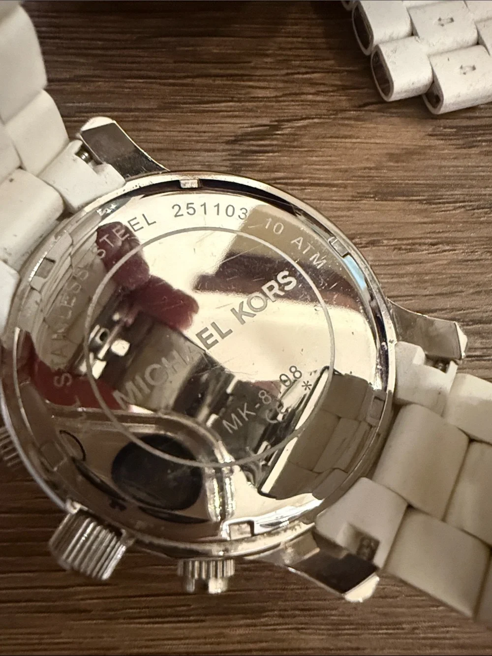 Michael Kors White Ceramic Men's Chronograph Watch with Silver Dial Working